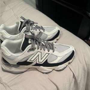 New Balance 9060 Black and White blue Athletic Shoes